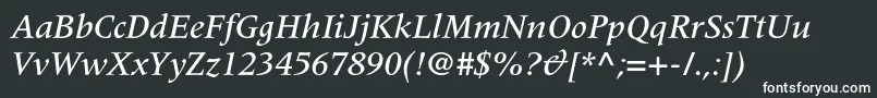 MeridienltstdMediumitalic Font – White Fonts on Black Background
