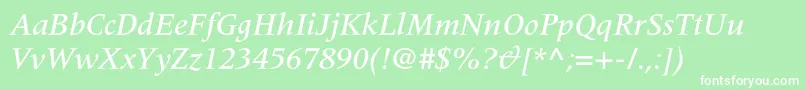 フォントMeridienltstdMediumitalic – 緑の背景に白い文字