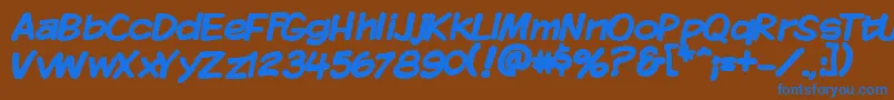 Kmkdspb Font – Blue Fonts on Brown Background