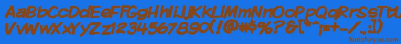 Kmkdspb Font – Brown Fonts on Blue Background