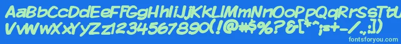 Kmkdspb Font – Green Fonts on Blue Background