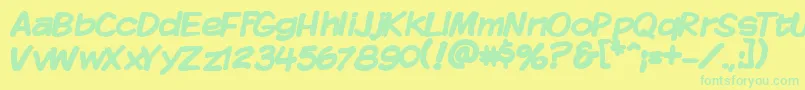 Fonte Kmkdspb – fontes verdes em um fundo amarelo
