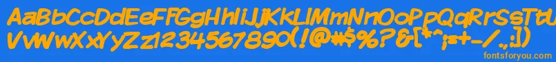 Kmkdspb Font – Orange Fonts on Blue Background