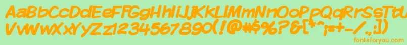 Kmkdspb Font – Orange Fonts on Green Background