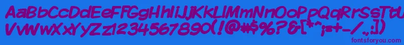 Fonte Kmkdspb – fontes roxas em um fundo azul