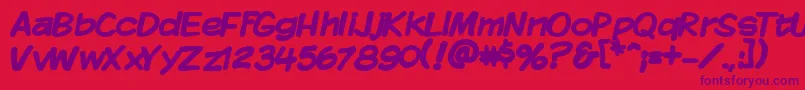 Kmkdspb-Schriftart – Violette Schriften auf rotem Hintergrund