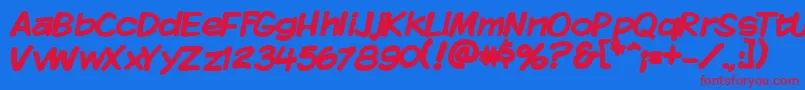 Kmkdspb Font – Red Fonts on Blue Background