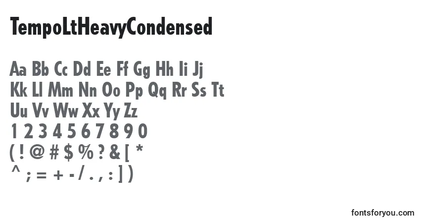 Шрифт TempoLtHeavyCondensed – алфавит, цифры, специальные символы
