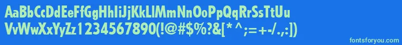 TempoLtHeavyCondensed-Schriftart – Grüne Schriften auf blauem Hintergrund