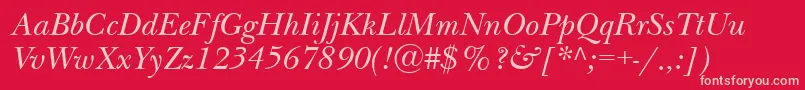 NewbaskervilleattItalic Font – Pink Fonts on Red Background
