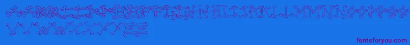Bones2-Schriftart – Violette Schriften auf blauem Hintergrund
