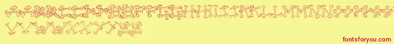 Bones2-Schriftart – Rote Schriften auf gelbem Hintergrund