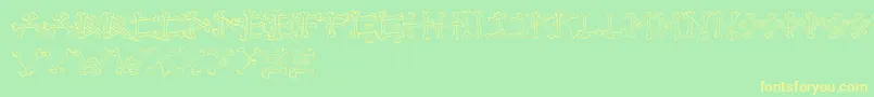 Bones2-Schriftart – Gelbe Schriften auf grünem Hintergrund