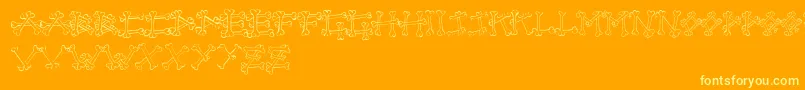 Bones2-fontti – keltaiset fontit oranssilla taustalla