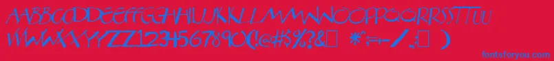 Aberatn Font – Blue Fonts on Red Background