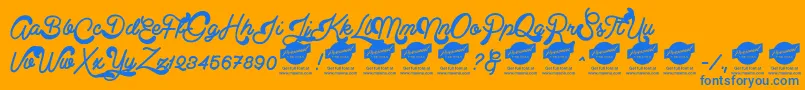 Fonte ClearlinePersonalUseOnly – fontes azuis em um fundo laranja