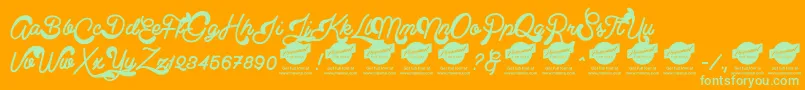 ClearlinePersonalUseOnly-Schriftart – Grüne Schriften auf orangefarbenem Hintergrund