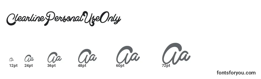 ClearlinePersonalUseOnly Font Sizes