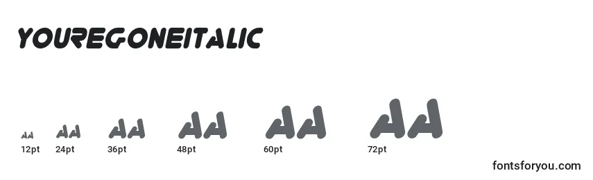 Размеры шрифта YoureGoneItalic