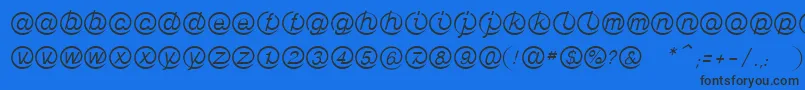 LinotypeMailboxLight-Schriftart – Schwarze Schriften auf blauem Hintergrund