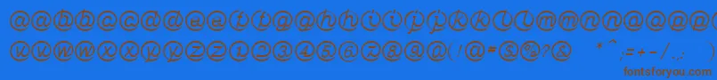 LinotypeMailboxLight-Schriftart – Braune Schriften auf blauem Hintergrund