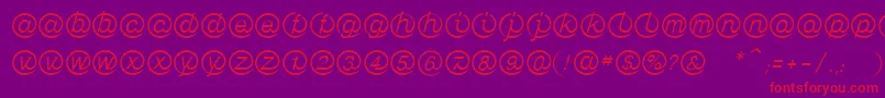 LinotypeMailboxLight-Schriftart – Rote Schriften auf violettem Hintergrund