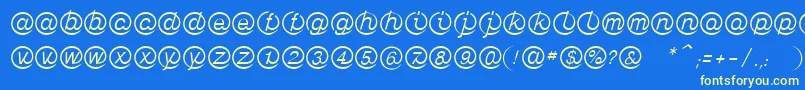 LinotypeMailboxLight-Schriftart – Gelbe Schriften auf blauem Hintergrund