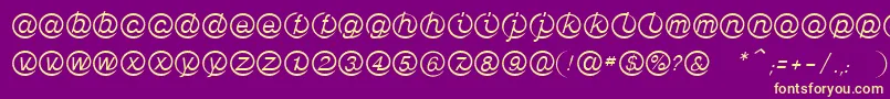 LinotypeMailboxLight-Schriftart – Gelbe Schriften auf violettem Hintergrund