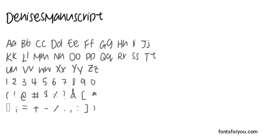 A fonte DeniseSManuscript – alfabeto, números, caracteres especiais
