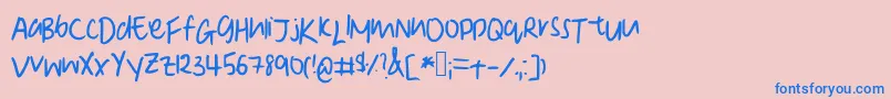 DeniseSManuscript Font – Blue Fonts on Pink Background