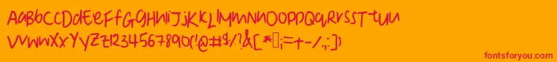 DeniseSManuscript Font – Red Fonts on Orange Background