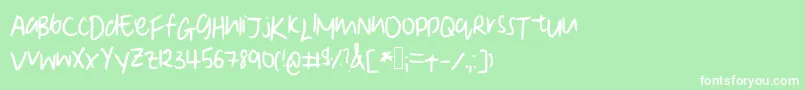 DeniseSManuscript Font – White Fonts on Green Background
