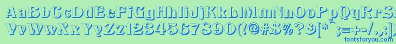 TitaniaShadow Font – Blue Fonts on Green Background
