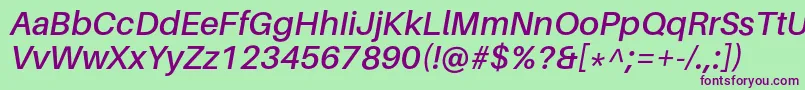 AileronSemibolditalic Font – Purple Fonts on Green Background