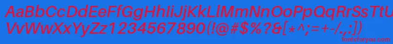 AileronSemibolditalic Font – Red Fonts on Blue Background