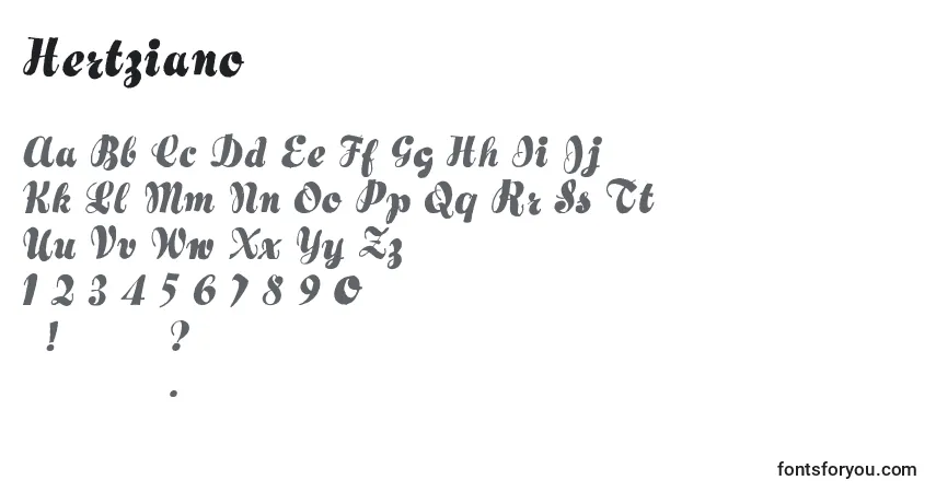 A fonte Hertziano (32851) – alfabeto, números, caracteres especiais