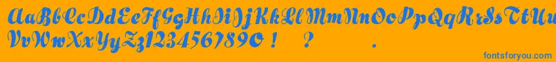 Hertziano-Schriftart – Blaue Schriften auf orangefarbenem Hintergrund