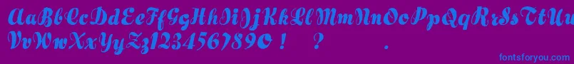 フォントHertziano – 紫色の背景に青い文字