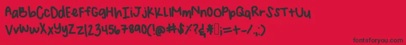 Czcionka Angelinahandwriting – czarne czcionki na czerwonym tle