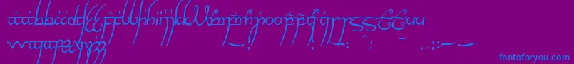 ElvishRingNfi-Schriftart – Blaue Schriften auf violettem Hintergrund