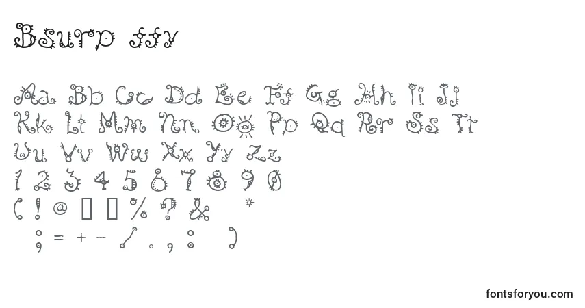A fonte Bsurp ffy – alfabeto, números, caracteres especiais