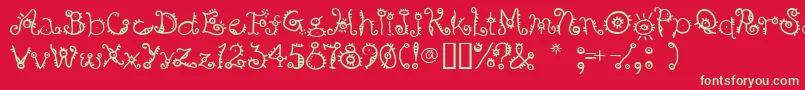 More about Bsurp ffy Font Bsurp ffy Font – Green Fonts on Red Background