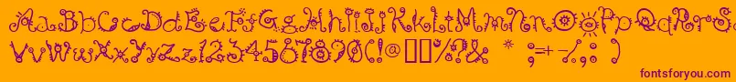 Bsurp ffy-Schriftart – Violette Schriften auf orangefarbenem Hintergrund
