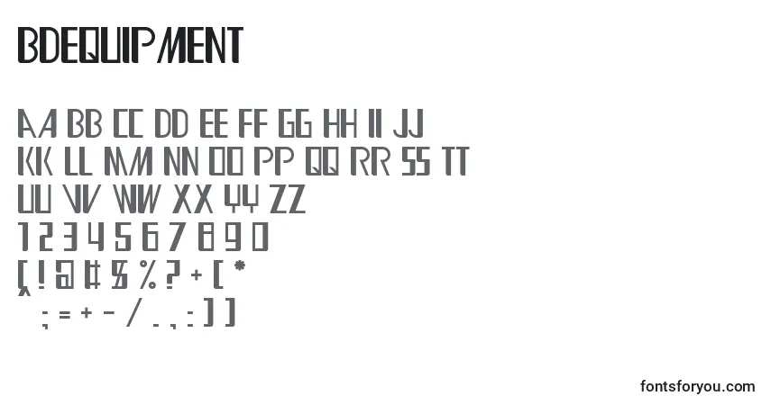 A fonte BdEquipment – alfabeto, números, caracteres especiais