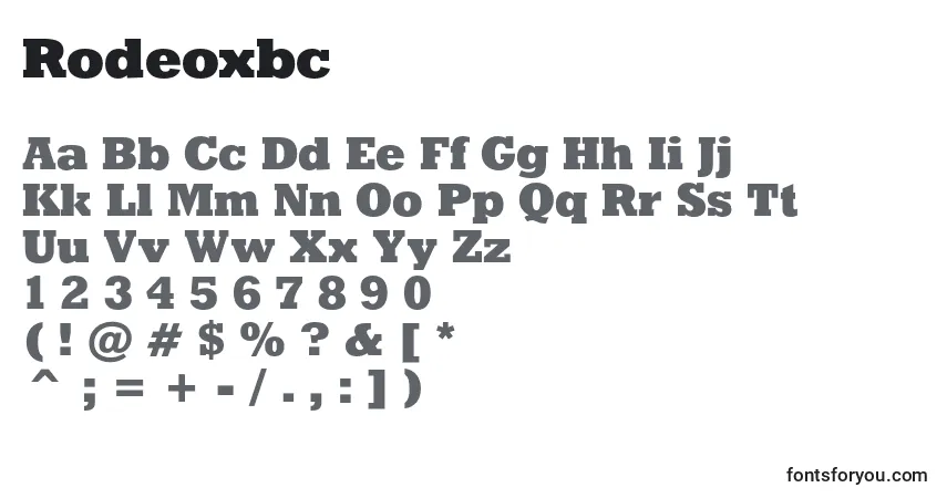 Schriftart Rodeoxbc – Alphabet, Zahlen, spezielle Symbole