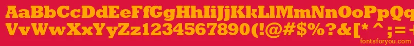 フォントRodeoxbc – 赤い背景にオレンジの文字