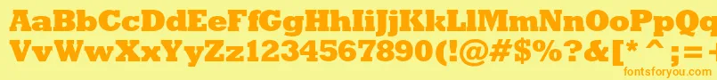 Rodeoxbc-Schriftart – Orangefarbene Schriften auf gelbem Hintergrund