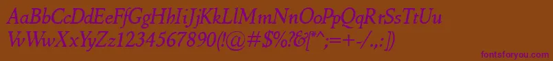 MarcoPoloItalic Font – Purple Fonts on Brown Background