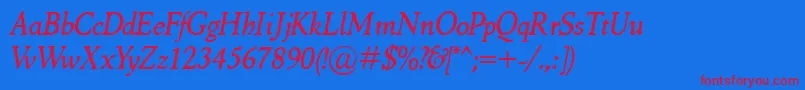 MarcoPoloItalic Font – Red Fonts on Blue Background