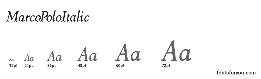 MarcoPoloItalic Font Sizes